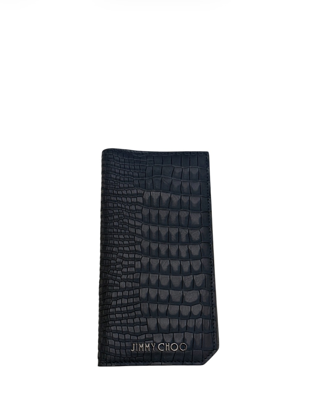 JIMMY CHOO - MIDNIGHT BLUE CROC EMBOSSED ALL LEATHER BIFOLD LONG WALLET
